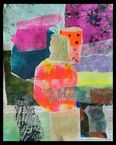 Bus Stop Abstract composition featuring vibrant colors and geometric shapes.